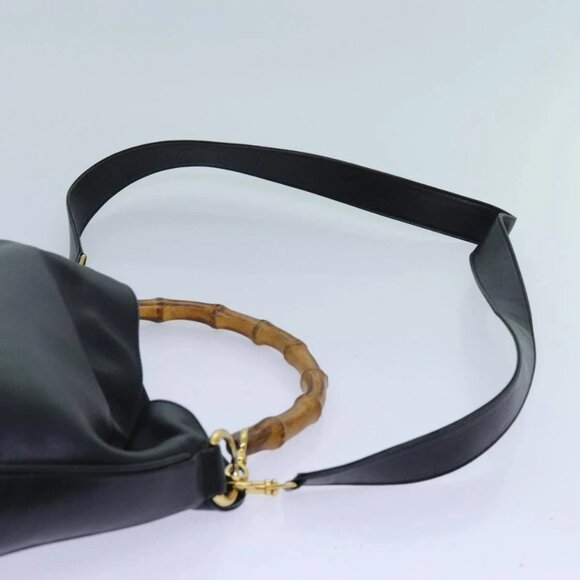 GUCCI Bamboo Hand Bag Leather 2way Black 001 2113 1638 Auth yk11916 - Picture 9 of 16